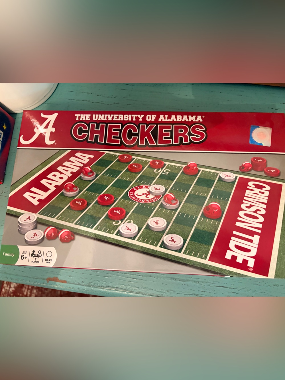 Crimson Tide Checkers Game 2-6 players Alabama football field family 🏈 like new